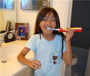 using a Sonicare for kids toothbrush