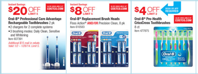 Oral B coupons January 2014 Costco