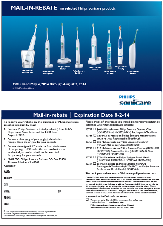 Philips Sonicare Rebates Coupons July 2014 Philips Sonicare Coupons