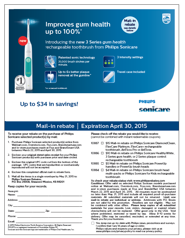 Sonicare Coupons Rebates For April 2015 Philips Sonicare Coupons