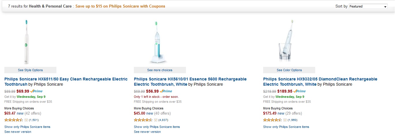 Sonicare Toothbrush on sale