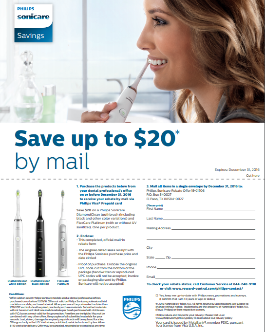 Sonicare Rebates Save Up To 20 Off Expires Dec 31st 2016 Philips 